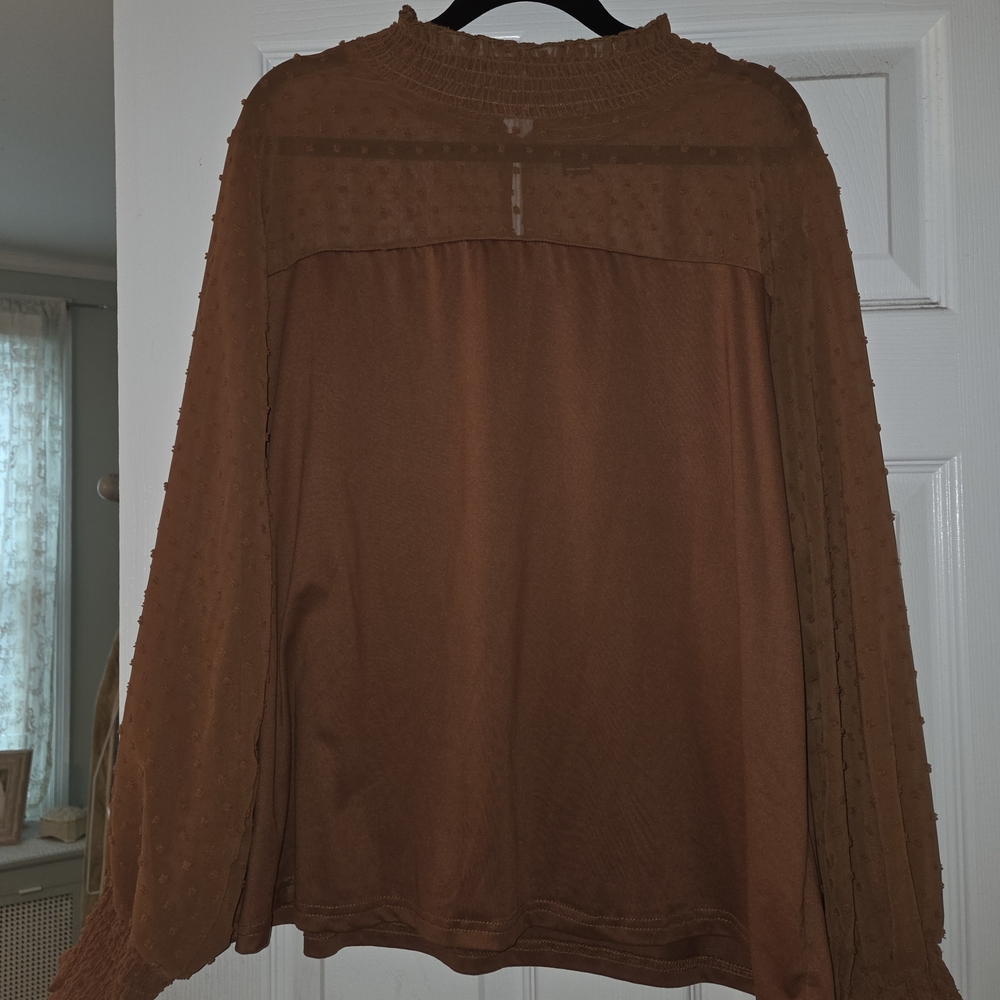 Swiss Dot Brown Women's Top